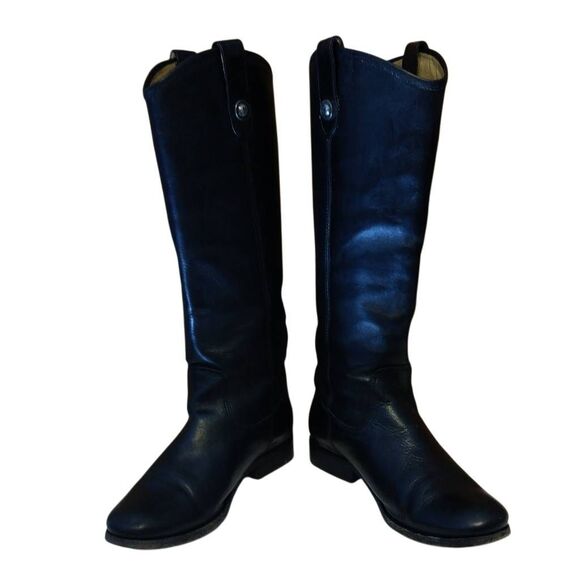 Frye Boots Melissa Lug Button Tall Wide Calf Women's Size 6.5 Black Leather - Picture 6 of 12